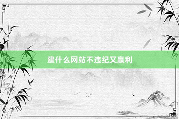 建什么网站不违纪又赢利