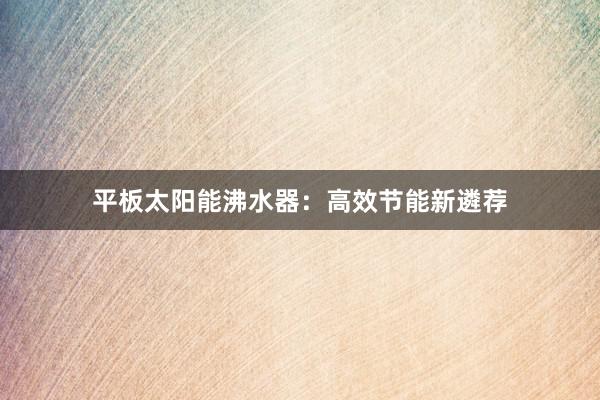 平板太阳能沸水器：高效节能新遴荐